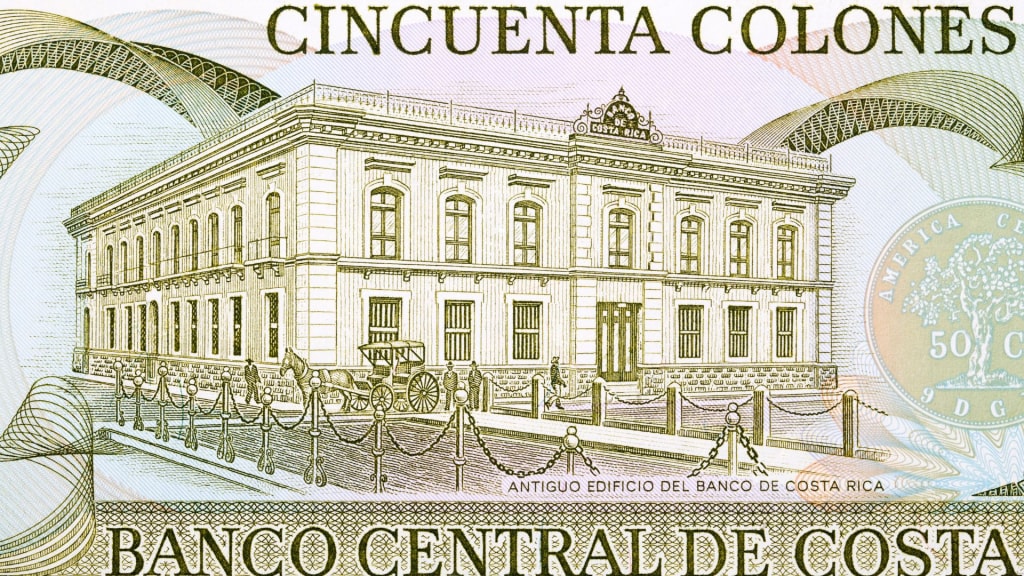 An old drawing of the central bank in costa rica